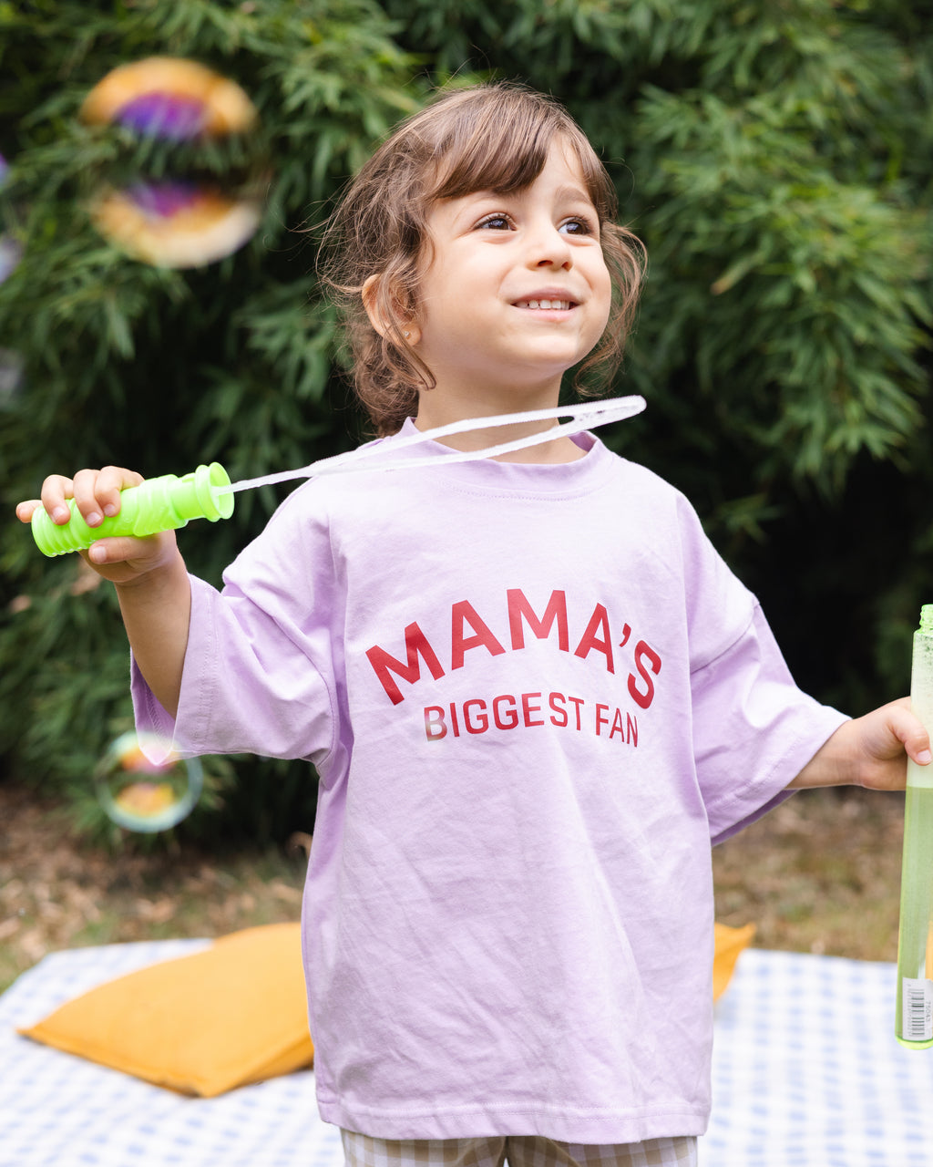 Mama's Biggest Fan Oversized Tee — Lilac