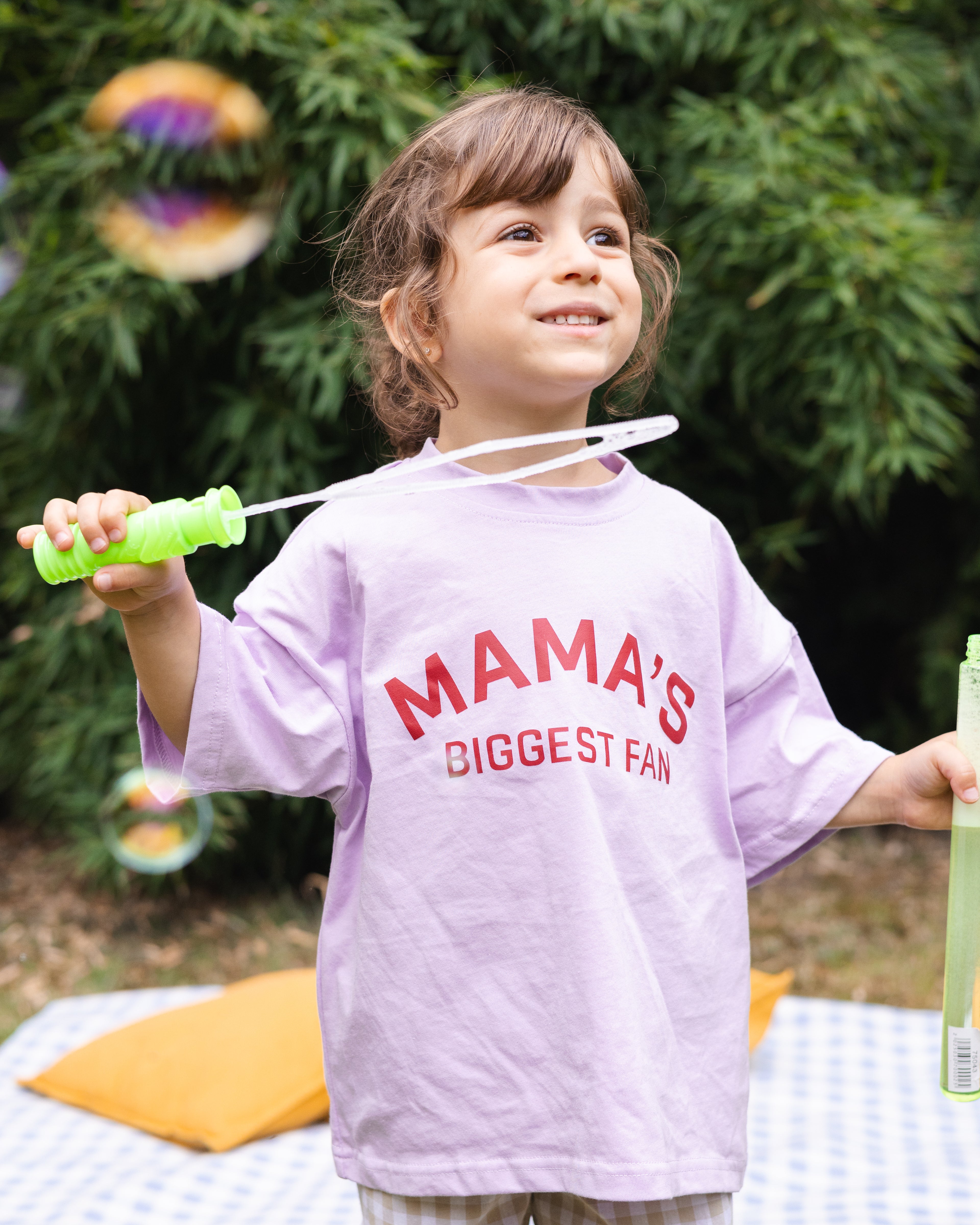 Mama's Biggest Fan Oversized Tee — Lilac