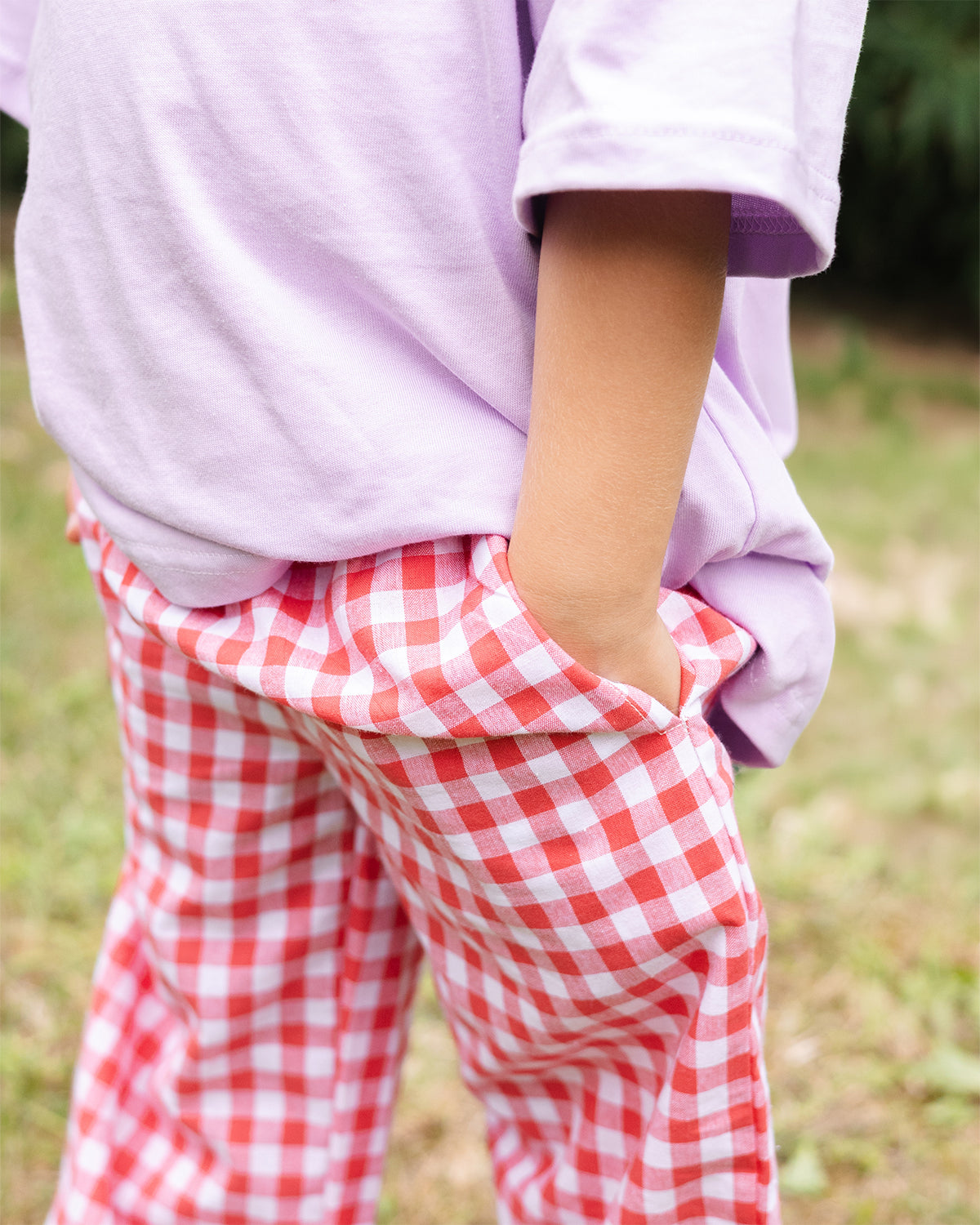 Picnic Gingham Pants — Cherry Red