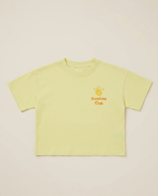 Light yellow t-shirt with 'Sunshine Club' text and logo on a beige background